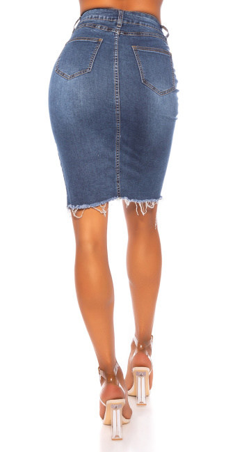 denim skirt with a front slit Blue